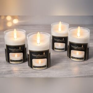 Veraflame Set of 4 Premium Flameless LED Candles Flickering Ivory – New in Box